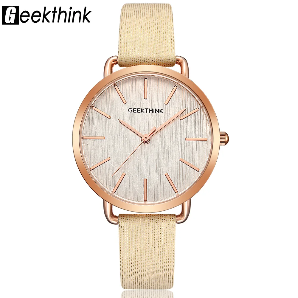 Geekthink Top Luxury brand Fashion Quartz Watches Women Diamonds Wristwatch Casual Leather Ladies Dress Clock Female New relogio