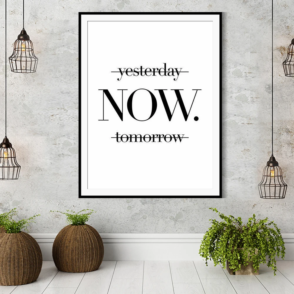 

Yesterday Now Tomorrow Wall Pictures For Living Room Black And White Minimalist Wall Art Wall Art Poster Canvas Painting