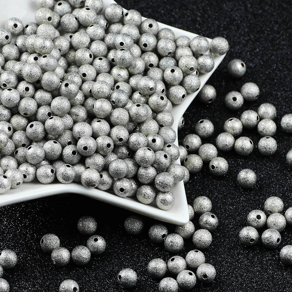 

BTFBES Copper Spacer beads Ball White K 4 6 8 10mm Round Loose bead for DIY jewelry Making Necklace Bracelet Accessories Finding