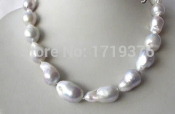 

yan free 17inch stunning baroque white keshi reborn freshwater pearl necklace