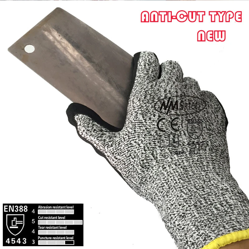 

2016 Real Guantes Trabajo Nmsafety New Arrivel 1 Pair Black Cut Resistance Gloves Working Protective Sandy Nitrile Glove