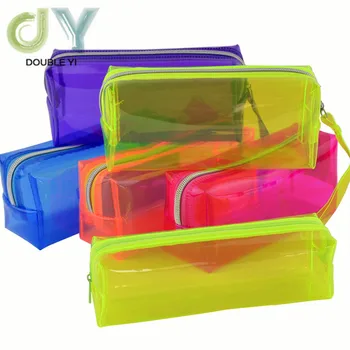 

High quality transparent candy color pencil bag Pencil Holders Candy Color Pencil Box Transparent Pencil Case