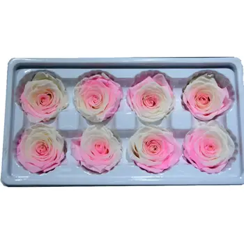 

8pcs 4-5cm Birthday Gift Upscale Decoration Never Withered Immortal Preserved Enduring Flowers Gradient Gradual Rainbow Color