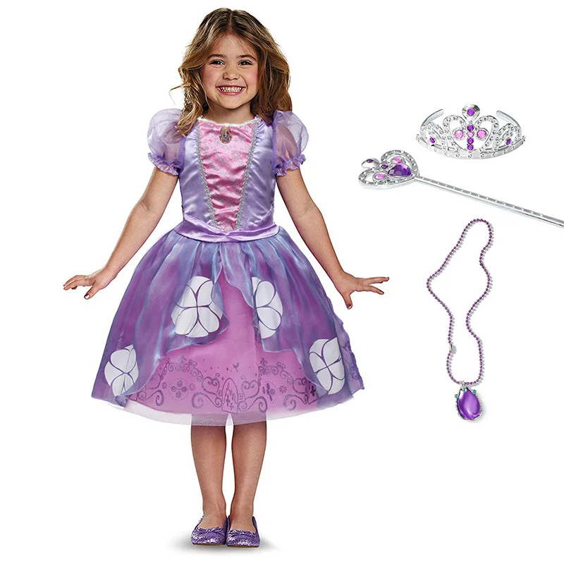 Sofia Dress Short Sleeve Sophia Princess Costume Girls Cosplay Party Ball Gown
