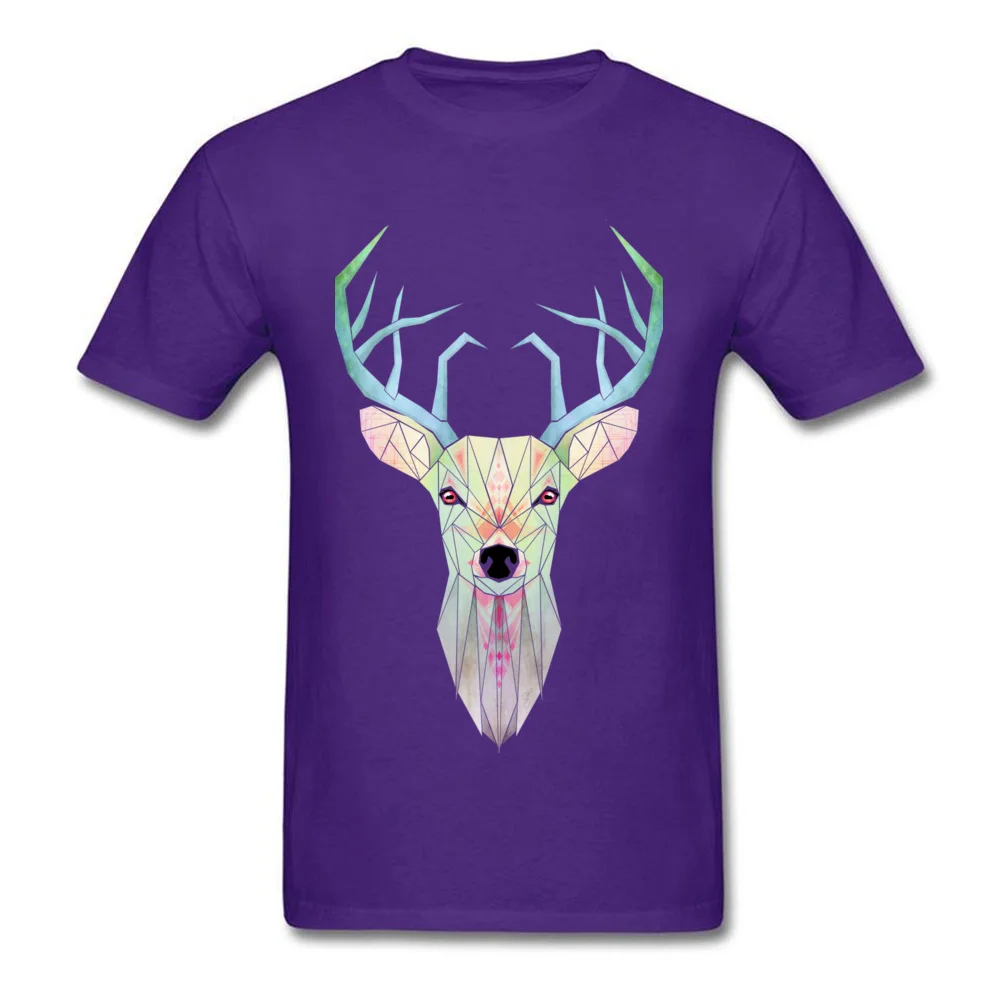 white deer Pure Cotton Printing Tops T Shirt Hip Hop Short Sleeve Men Top T-shirts Birthday NEW YEAR DAY T-shirts Crewneck white deer purple