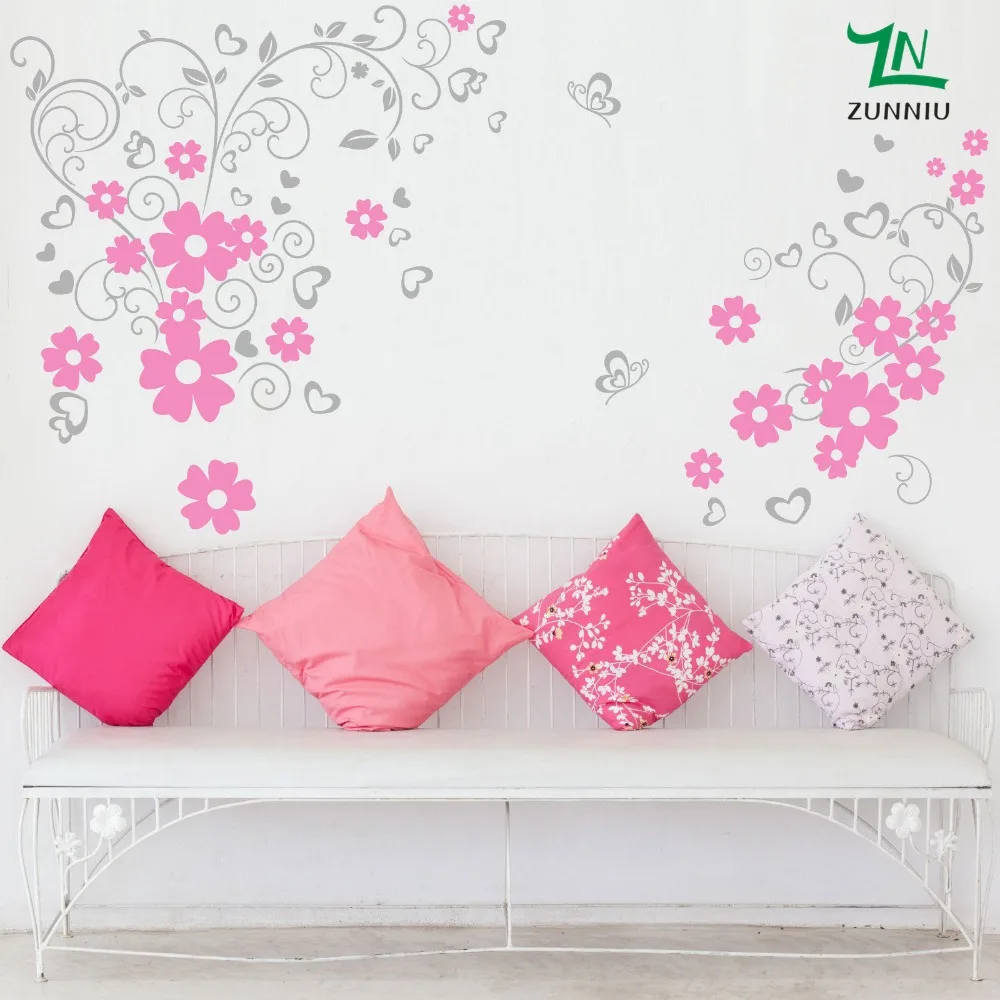 J49 flowers Vine CORNER Flower Wall Art Stickers Wall Graphics bedroom