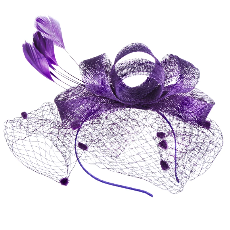 Женские Свадебные шляпы с гребнем черные перья сетчатая крышка для женщин