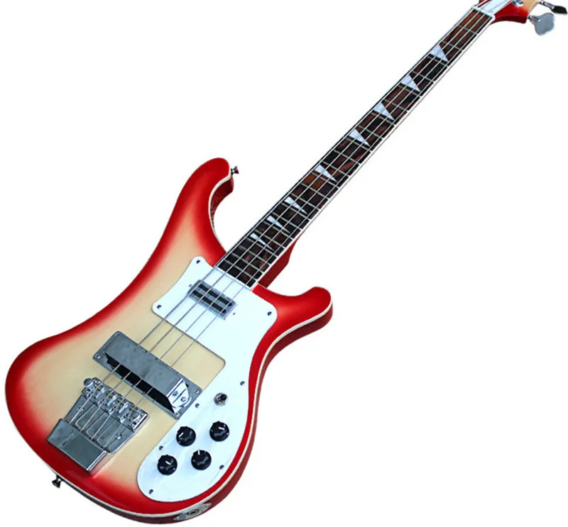 

Red and Light Yellow 4-string Electric Bass Guitar with Rosewood Fingerboard,White Pickguard,can be customized as to request