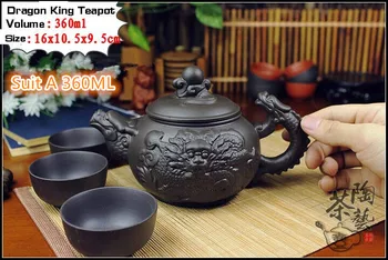 

[1 Teapot + 3 Cups] Authentic 4 Pcs Kung Fu Tea Set Dragon Teapot Zisha Ceramic Chinese Yixing Tea Ceremony Gift