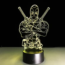 Hot sale Deadpool Colorful gradient 3D night light Creative remote control or touch switch night light led table lamp gifts