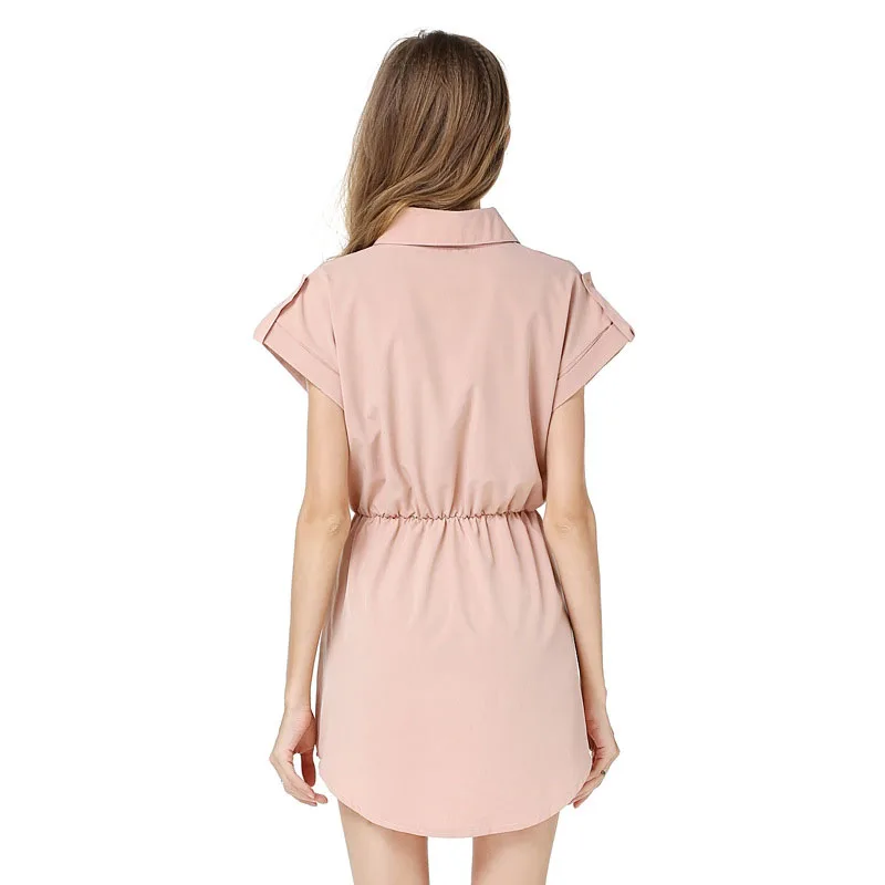 LIVA Summer T shirt Dress Women Fashion A-line Mini Slim Dress Plus Szie Lady Short Sleeve Casual Chiffon Dress with Belt 