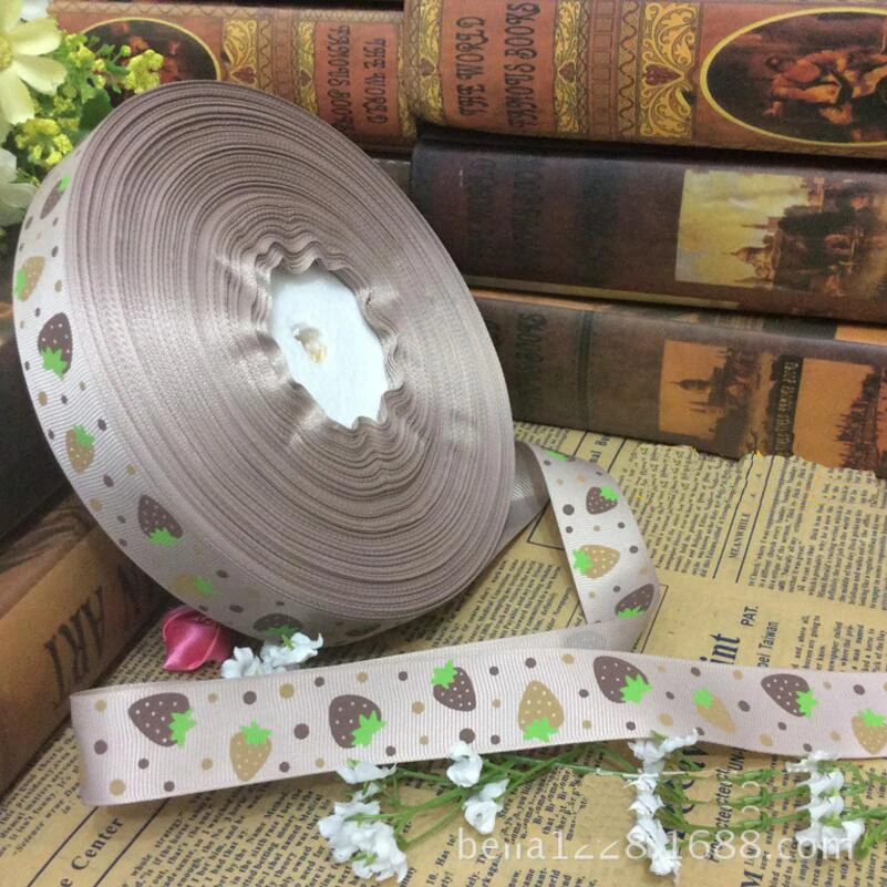 25 мм 91 метров клубника Ptint дизайнерская лента DIY Bow Craft свадебное украшение для