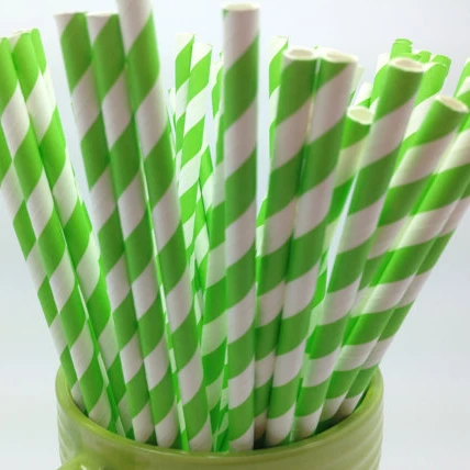 Set of 50 Green and White Striped Straws (1)