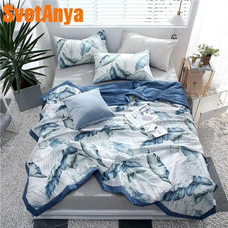Svetanya хлопковое стеганое одеяло с принтом растений, тонкое стеганое одеяло, постельные принадлежности