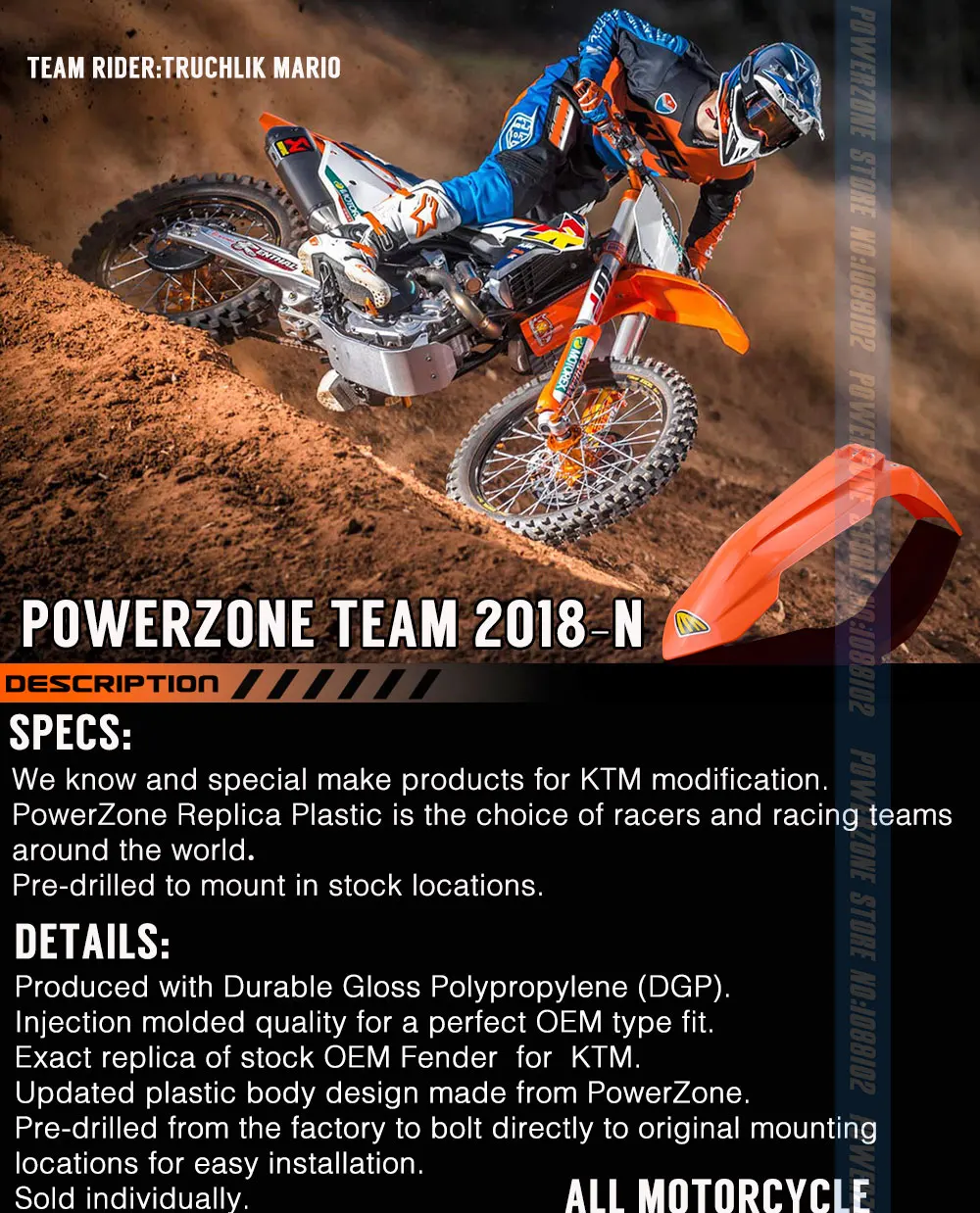 Powerzone MX оранжевое пластиковое переднее крыло для KTM SX SXF EXC EXCF XCW шесть дней 125-530 Байк мотокросс эндуро