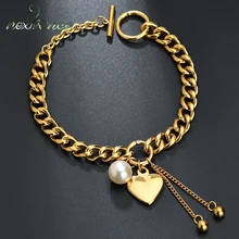 Nextvance имитация жемчуга золото любовь сердце кулон браслет жемчуг кубинской Браслеты для любителей пара подарок