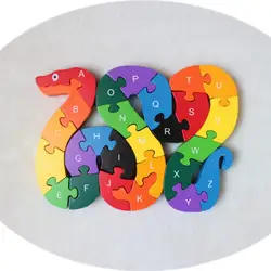 1 комплект буквенная головоломка буквенно-цифровой прекрасный форма змеи Детские деревянные игрушки Логические игрушки для детей дети