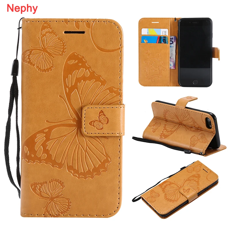 

Nephy Soft Flip Phone Case For iPhone X 10 5 5s SE 6 s 6s 7 8 Plus 6Plus 6sPlus 7Plus 8Plus Luxury 3D Butterfly Stand Full Cover