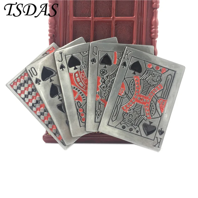 

Retail and Wholesale 2015 New Arrival 3D Silver Finish Poker Metal Belt Buckle Suitable for Men's 3.8cm Width Belt