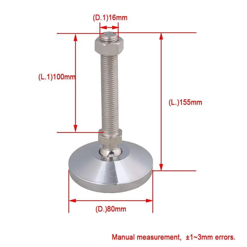 Углерода Сталь 80 мм Диаметр M16x100mm нить регулируемая совместных ножки для машины мебель ноги Pad Максимальная нагрузка 3Ton пакет 2