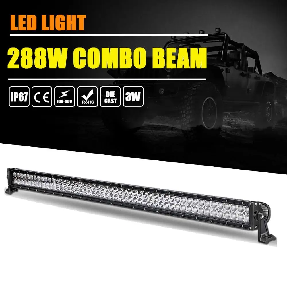 

50Inch 288W LED Light Bar IP67 WATERPROOF Spot & Flood Combo Beam For Offroad Jeep Truck ATV PICKUP Driving Lamp 4WD B