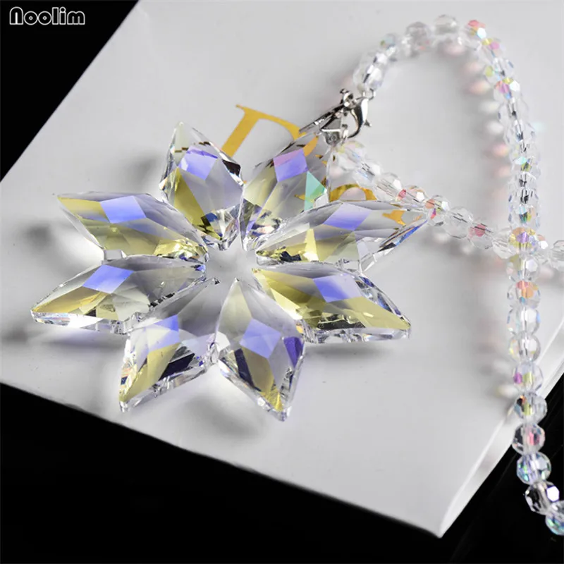 Snowflake feather Crystal Glass Hanging Decor Suncatcher Pendant Car ornaments 