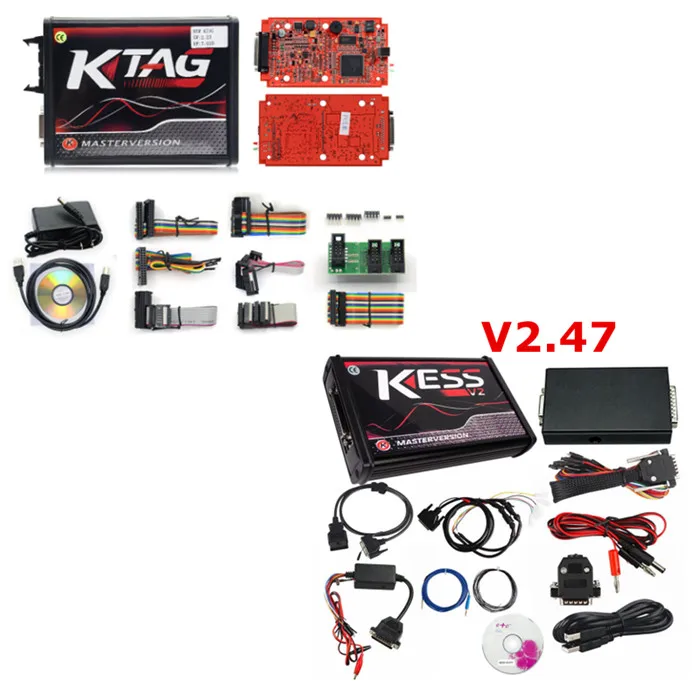 Красный ktag V7.020 V2.47 Master 7,020 KTAG kess V2 KESS V5.017+ 22 шт. BDM адаптер зонда полный набор ЭБУ программный чип инструмент настройки - Цвет: Черный