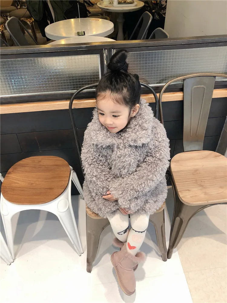 Girls Fur Winter Jacket Turn-down Collar Kids Jackets Winter Heavyweight Girls Faux Fur Outerwear Children Fur Coats Kids Jacket