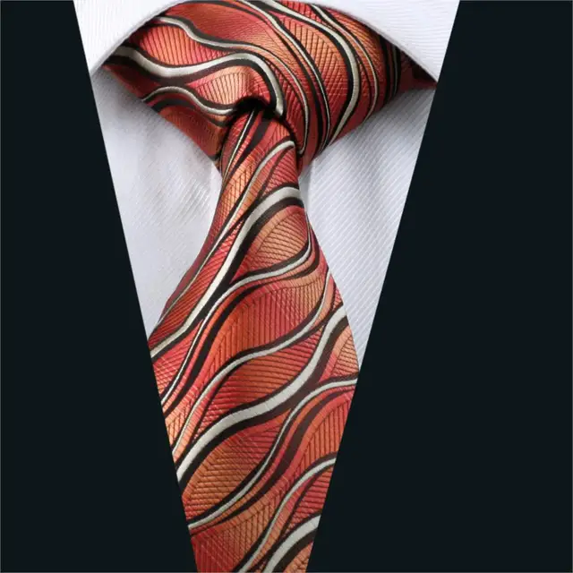 DH 1176 Mens Silk Tie Red Novelty NeckTie Silk Jacquard Ties For Men