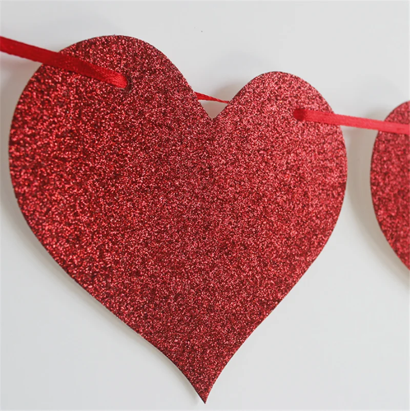 3 метра подвесной Декор Красное сердце любовь баннеры Гирлянда Свадьба День Святого Валентина День рождения свадебный душ предложение