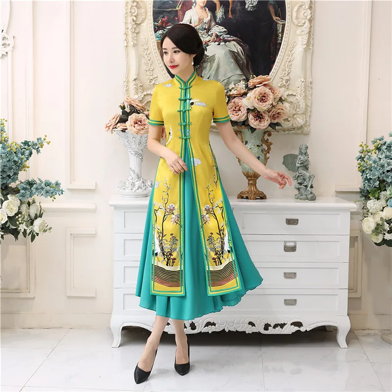 Шанхайская история Вьетнама aodai Китайская традиционная одежда для женщин Ципао