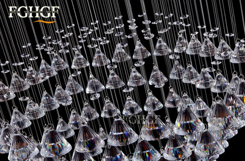 Luxury Round Crystal Chandelier Light Lustres de Cristal Lamp Modern Lighting Long Stair Lamp for Flush Mounted lamparas (5)