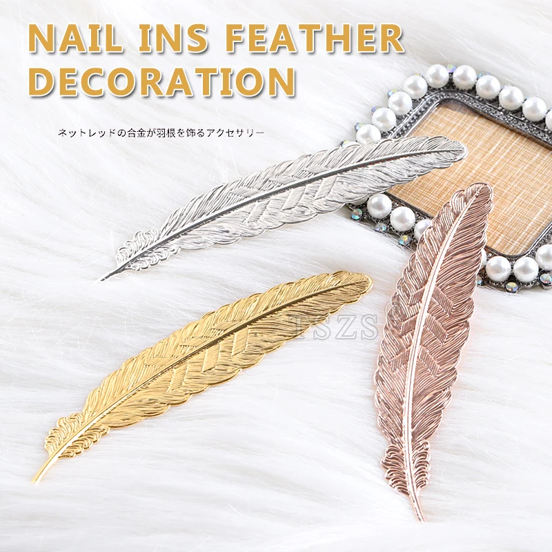 

2pcs/lot False Nail Tips Display Tool Long Feather Metal Material Showing nails manicure Decoration
