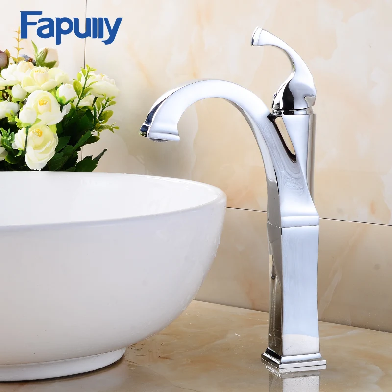 

Fapully cheap basin faucet tall single handle chrome bathroom sink faucet