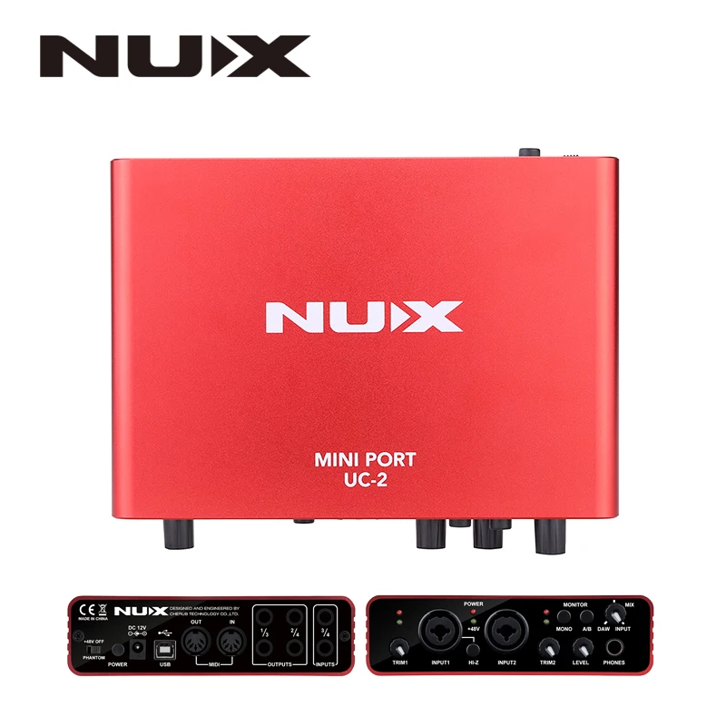 

NUX UC-2 Mini Port USB Audio Interface XLR 6.35mm Input Output Audio Interface for Mic MIDI Instrument Recording Playback