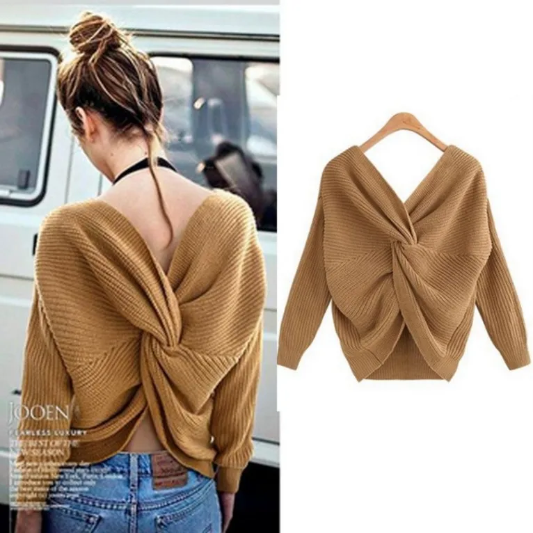 

2019 winter clothes women sweater christmas sweaters office lady streetwear pullovers winter autumn ladies Cross knotting casual