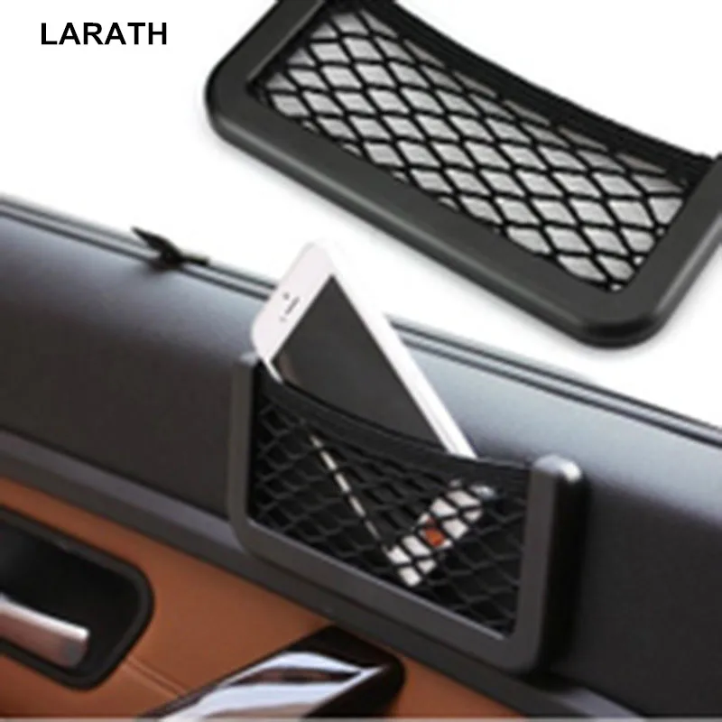 

2019 Auto Car Net Bag Car Organizer Nets 15X8cm Automotive Pockets Adhesive Storage Net GPS Phone Holder Pocket Free Shipping