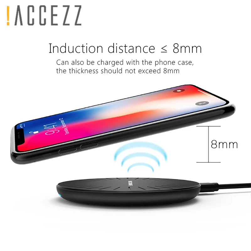! ACCEZZ Mini 7 5 Вт 10 быстрая Qi Беспроводная зарядка для iPhone X 8 Plus Быстрая samsung Galaxy Note