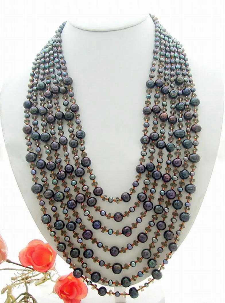 

Stunning! 7Strds Pearl&Crystal Necklace
