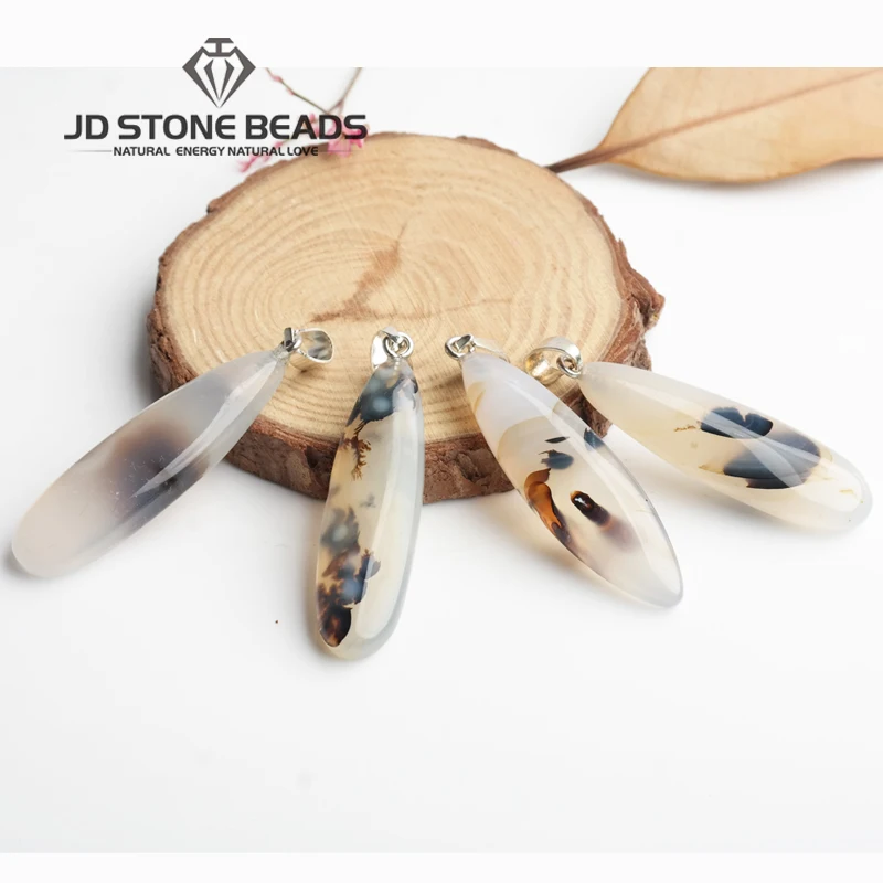 

Free Shipping Natural Plants Agate Drop Shape Pendant Wholesale Charms Pendants For Elegance Necklaces Making
