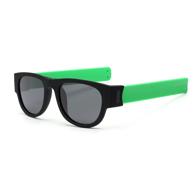 Мини складные поляризованные солнцезащитные очки для женщин и мужчин крутые трендовые велосипедные уличные спортивные солнцезащитные очки UV400 черная оправа - Цвет: Зеленый