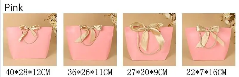 Большой размер крафт бумажный подарочный мешок с ручками розовый настоящий мешок для пижамы одежда книги Лента Упаковочная бумажные подарочные коробки сумки - Цвет: Розовый