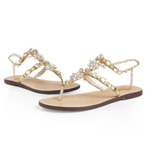 Woman Sandals Flip Flop Women Shoes Crystal Rhinestones Chains Thong Gladiator Flat Sandals Summer 2019 Beach shoes okabashi womens maui thong flip flop sandals