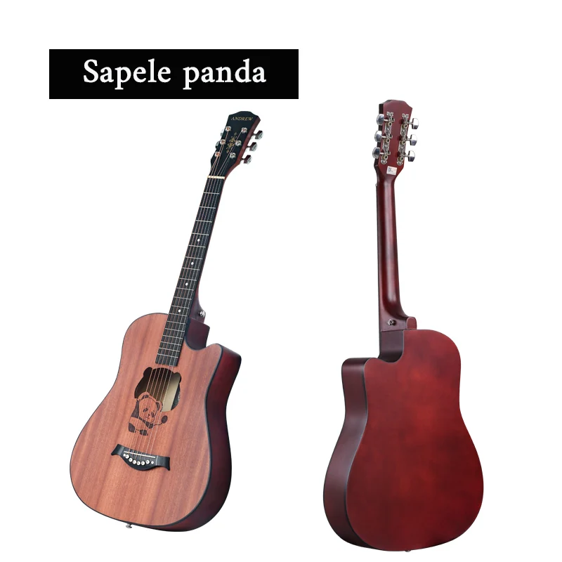 Sapele panda 38 дюймов Струнные инструменты Sapele красное дерево Классическая акустическая гитара - Цвет: Sapele panda