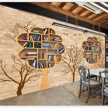 

beibehang Wallpaper custom large-scale high-end bookstore book nostalgic background wall background painting papel de parede