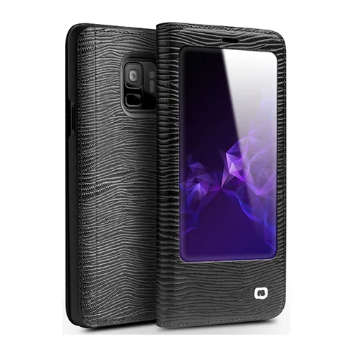 Натуральная кожа противоударный чехол КРЫШКА ДЛЯ samsung Galaxy S9 S9+ плюс стильный Бизнес чехол с окошком для телефона Galaxy S9 S9+ Plus - Цвет: Lizard Black