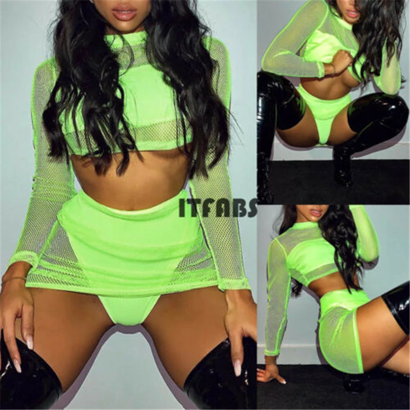 

Women Hollow Mesh Net Shirt Summer Casual Long Sleeve Tee Tops Transparent Blouse Clubwear