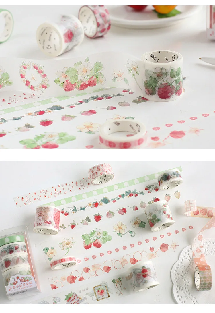 4 шт./компл. Симпатичные Фрукты лента Washi Kawaii розовый декоративная клейкая лента цветок клейкой ленты для детей Скрапбукинг DIY Альбомы для фото