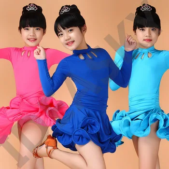 dance outfits for children latin costumes for kids professional girls child dress clothes latino salsa tango lake blue dancing