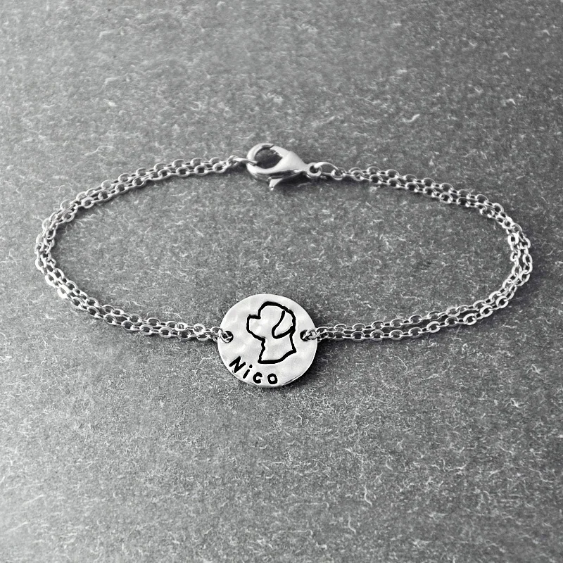 

Personalized Dog Bracelet ,alloy Dog Pendant, Personalized Pets name,Bichon bracelet , Dog Lover Gift, dog bracelet